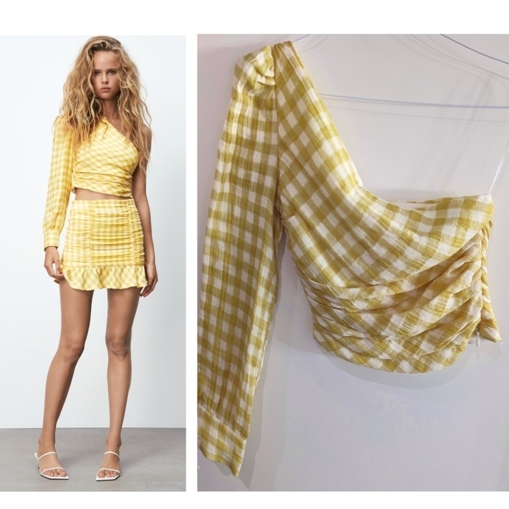 NEW Zara | Blogger fave! One-shoulder gingham top